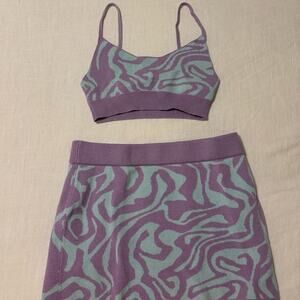Motel Rocks Knit Two Piece Rave Set Purple Blue XS